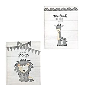 Baby‎ Safari Animals Canvas Wall Art - Nursery Decor - Set of 2/11 X 14 in